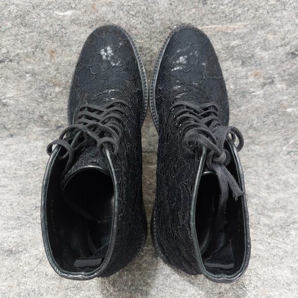 Saint Laurent Lolita Boot Women's Black Lace Leather Size EU 40 US 9 416360 Goth - Picture 5 of 10